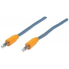 CABLE STEREO MANHATTAN M-M (IPOD A STEREO) 1.8 M TEXTIL AZUL/NARANJA