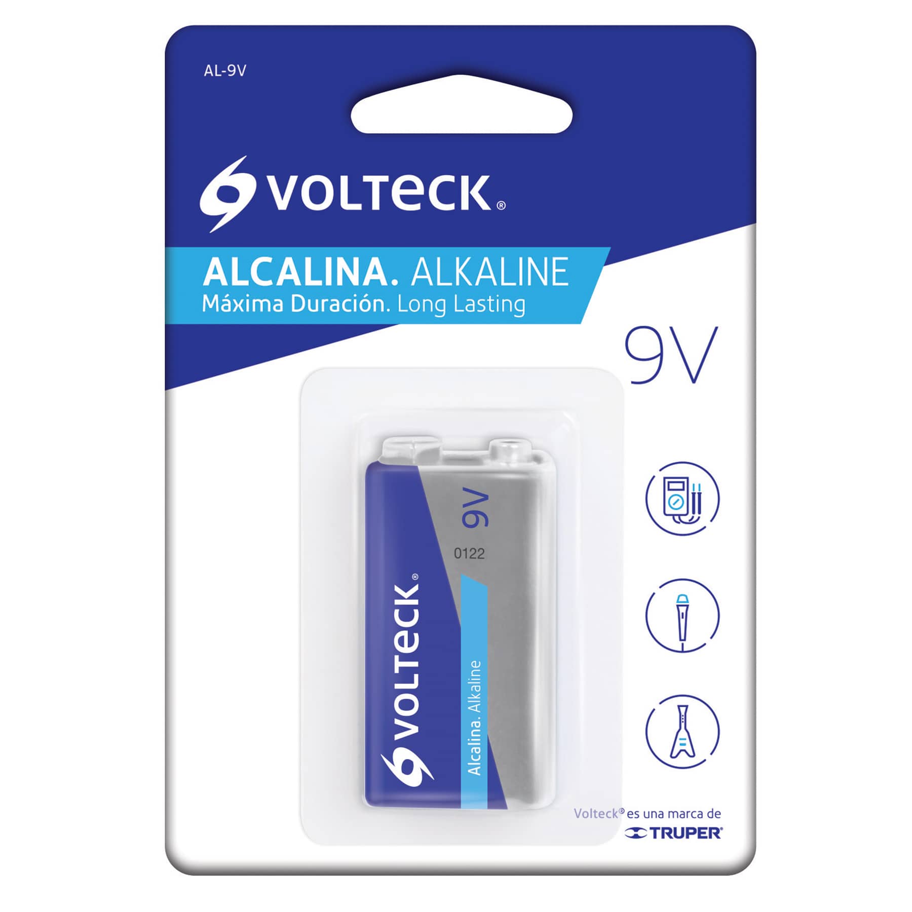 Pila alcalina 9v, blister, Volteck, Pilas Alcalinas, 46319