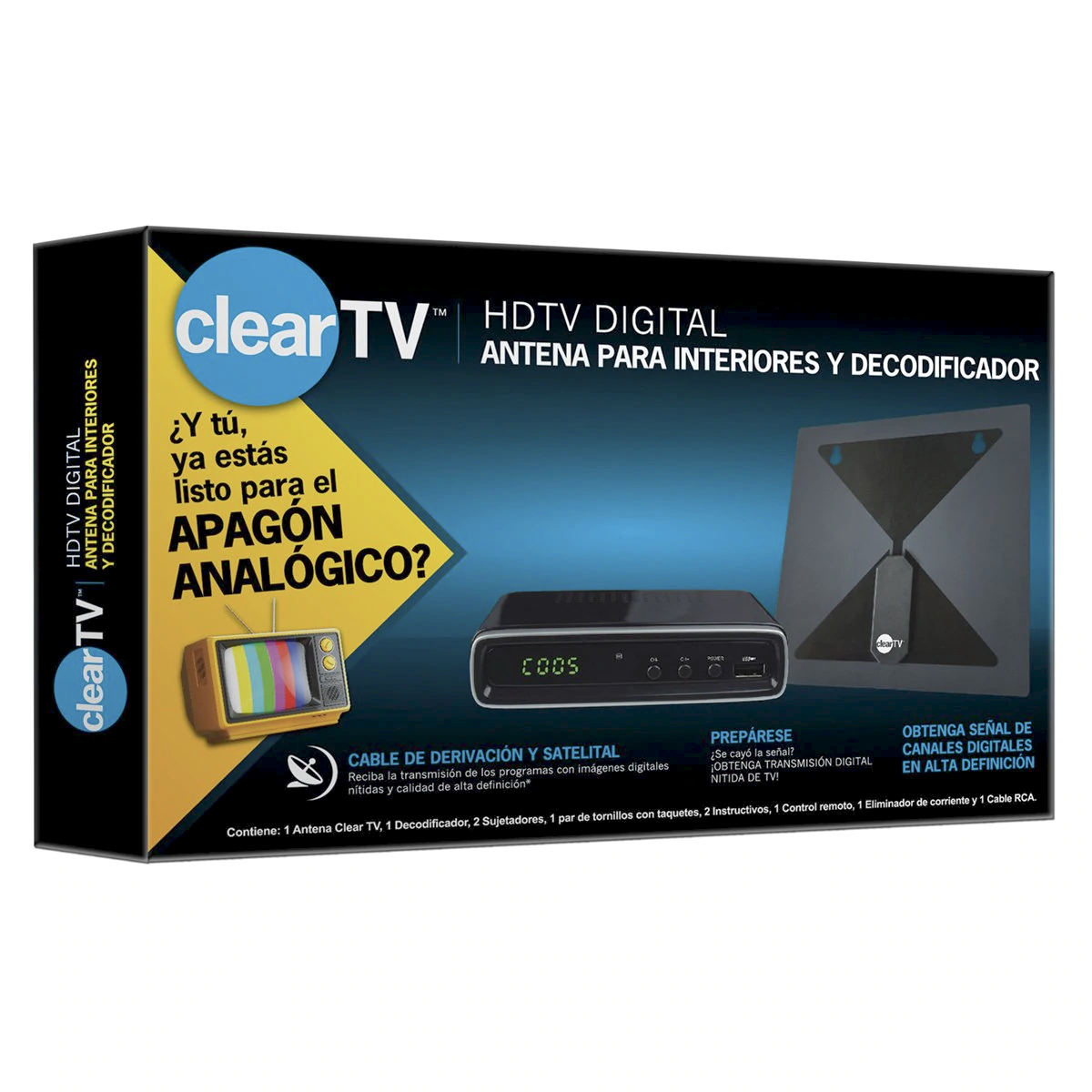 ClearTV STB-1306 Decodificador HDTV ABLEE con Antena HD y Reproductor USB