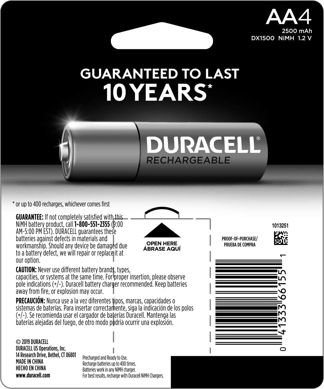 Pila Recargable Duracell AA 4 Piezas más 1 Cargador