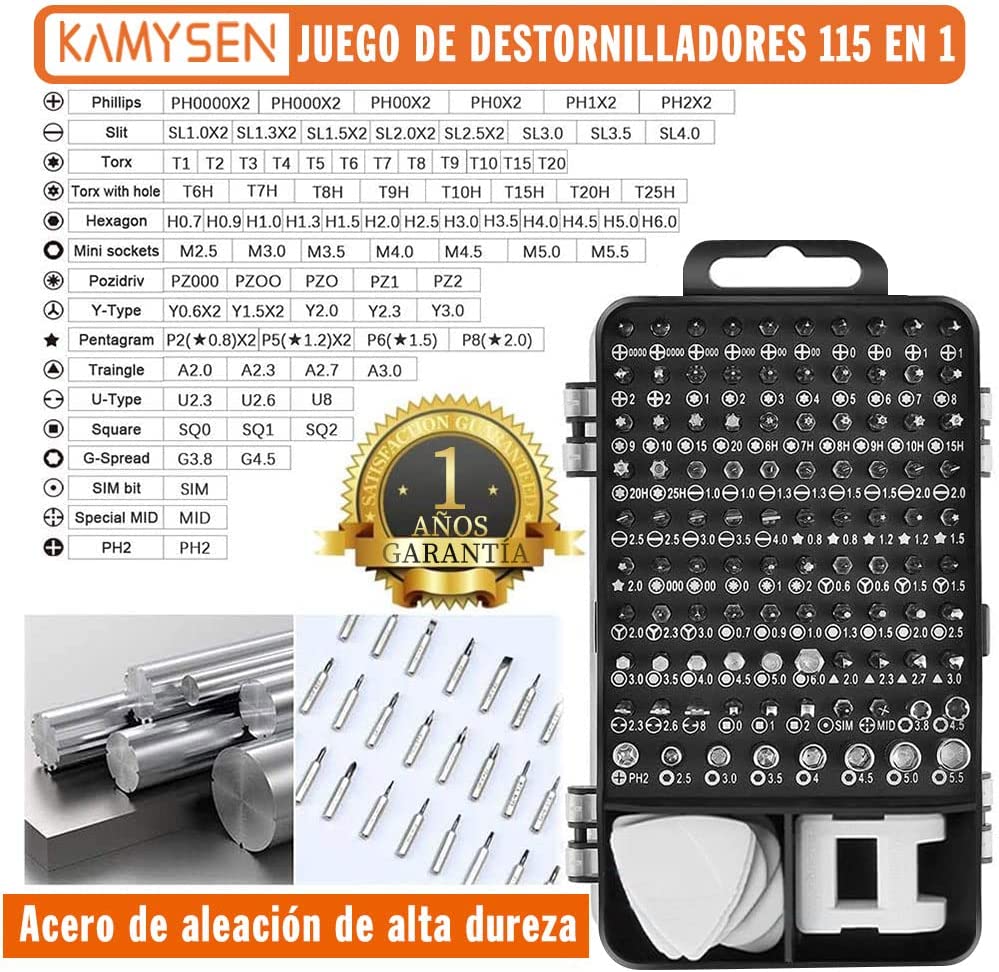 Ofertones México - KAMYSEN Destornilladores de Precisión Set de Precisión  115 en 1,Juego de Destornilladores,Herramientas de Reparación para  Smartphone, PC,Portátil, Laptop, Reloj, Juguetes, Gafas, Destornillador  Gafas  🔥Precio