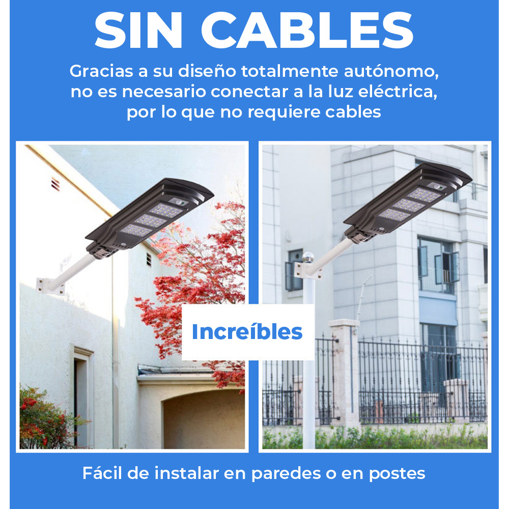 Lámpara Solar 60 Leds Sensor Movimiento Exterior - ELE-GATE