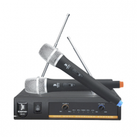 Sistema UHF de 2 Micrófonos Inalámbricos de Mano y Receptor