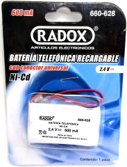Batería Telefónica Recargable Ni-Cd RADOX 2.4V 600mAh 2xAA