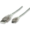 CABLE USB 2.0 A MACHO / MINI B DE 5 PINES, PLATA, 1.8 MTS MANHATTAN