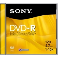DVD-R SONY VIRGEN 4.7 GB/16X CAJA RIGIDA INDIVIDUAL