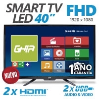 TELEVISION LED GHIA 40 SERIE 1500 SMART TV, GDE240FS5, FHD 1080P, 
2 HDMI, 2 USB, (VGA/PC), 60 HZ"