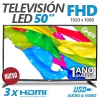 TELEVISION LED GHIA 50 SERIE 1500, GDE250FX5, FHD 1080P, 3 HDMI, 1 USB, (VGA/PC), 60 HZ