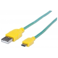 CABLE MANHATTAN  USB V2.0 A-MICRO B 1.0 M TEXTIL TURQUESA/AMARILLO