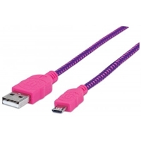 CABLE MANHATTAN  USB V2.0 A-MICRO B 1.0 M TEXTIL MORADO/ROSA