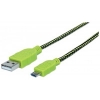 CABLE USB MANHATTAN VERSION 2.0 A-MICRO B 1.0 M CON RECUBRIMIENTOTEXTIL  NEGRO/VERDE