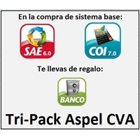 TRI-PACK ASPEL SAE 6.0 + COI 7.0 + BANCO 4.0 (PAQUETE BASE, 1 USUARIO 1- 99 EMPRESAS) FISICO