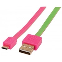 CABLE MANHATTAN  USB V2.0 A-MICRO B 1.0M PLANO ROSA/VERDE