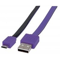 CABLE MANHATTAN USB V2.0 A-MICRO B 1.0M PLANO NEGRO/MORADO