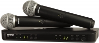 Sistema Inalámbrico UHF Doble Shure con Dos Micrófonos de Mano PG58 Vocal Serie BLX