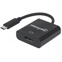 CONVERTIDOR MANHATTAN USB-C 3.1 A DISPLAYPORT USB TIPO C MACHO A DISPLAYPORT HEMBRA COLOR NEGRO