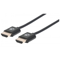 CABLE HDMI M/M  ULTRADELGADO MANHATTAN DE ALTA VELOCIDAD CON ETHERNET  HEC,ARC,3D,4K. BLINDADO COLOR NEGRO 0.5 M (1.5 FT)