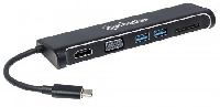 CONVERTIDOR VIDEO USB-C A HDMI/SVGA H HUB USB LECTOR TARJETAS MANHATTAN