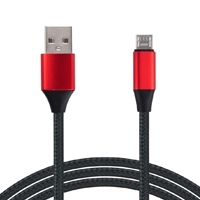 CABLE MICRO USB GHIA 1.0 MTS USB 2.1 CARGADOR Y TRANSFERENCIA DE DATOS NEGRO/ROJO