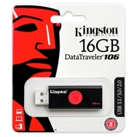 MEMORIA KINGSTON 16GB USB 3.0 ALTA VELOCIDAD / DATATRAVELER 106 NEGRO/ROJO
