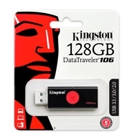 MEMORIA KINGSTON 128GB USB 3.0 ALTA VELOCIDAD / DATATRAVELER 106 NEGRO/ROJO