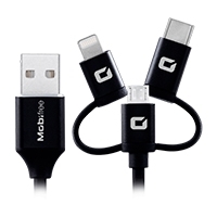 CABLE TPE ALL IN ONE USB – MICRO USB – LIGHTNING – TIPO C MOBIFREE COLOR NEGRO MB-923712
