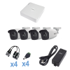 KIT TurboHD 720p, DVR 4 Canales, 4 Cámaras Bala (exterior 2.8 mm), Transceptores, Conectores, Fuente de Poder Profesional