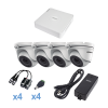 KIT TurboHD 720p, DVR 4 Canales, 4 Cámaras Bala (exterior 2.8 mm), Transceptores, Conectores, Fuente de Poder Profesional