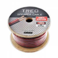 Cable para Bocina TREO 2x12AWG 100% Cobre, Flexible, Libre de Oxígeno, Rojo/Humo