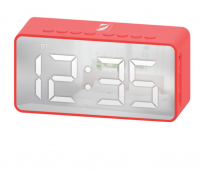 Reloj despertador con Bocina y Pantalla Espejo, Bluetooth® - Rojo