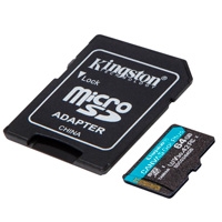 Memoria Kingston Micro Sdxc Canvas Go Plus 64gb Uhs-i U3 V30 A2 Clase 10 C, adaptador