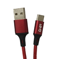 Cable Usb Tipo C Ghia Nylon Color Rojo De 1m