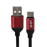 Cable Usb Tipo C Ghia 1m Color Negro, rojo