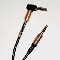 Cable de Audio Auxiliar, Espiral Extendible, de Plug 3.5mm Escuadra 90º Stereo Macho-Macho, Negra