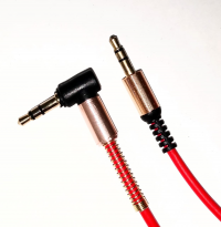 Cable de Audio Auxiliar, Espiral Extendible, de Plug 3.5mm Escuadra 90º Stereo Macho-Macho, Rojo