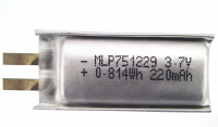 Batería Recargable de Litio 3.7V 220mAh MLP751229 0.814Wh 37x12x7mm