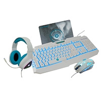 Teclado, mouse, tapete Y Diadema Gaming Vortred By Perfect Choice Luz Rgb Blanco