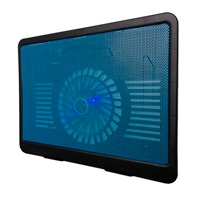 Base Enfriadora Brobotix Para Laptop Con Ventilador E Iluminacion Led, De Aluminio, Negro, azul