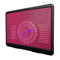 Base Enfriadora Brobotix Para Laptop Con Ventilador E Iluminacion Led, De Aluminio, Negro, rojo