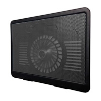 Base Enfriadora Brobotix Para Laptop Con Ventilador E Iluminacion Led, De Aluminio, Negro, negro