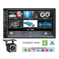 Autoestéreo Pantalla HF 7" 2 DIN, MP5, Bluetooth, USB, DSP EQ 16 Bandas, Video Out, RGB, con Cámara de Reversa