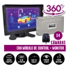 Sistema de Video 360º con 4 cámaras, módulo de control y Pantalla 7" 1080p, Visión Nocturna